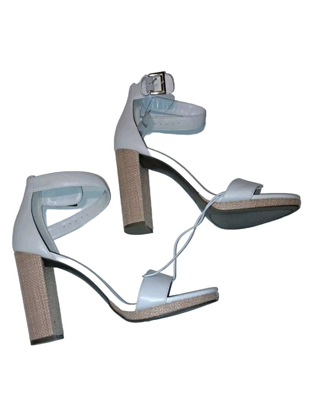 WORTHINGTON Size 9 White Women’s Slingback Chunky Wicker Heel